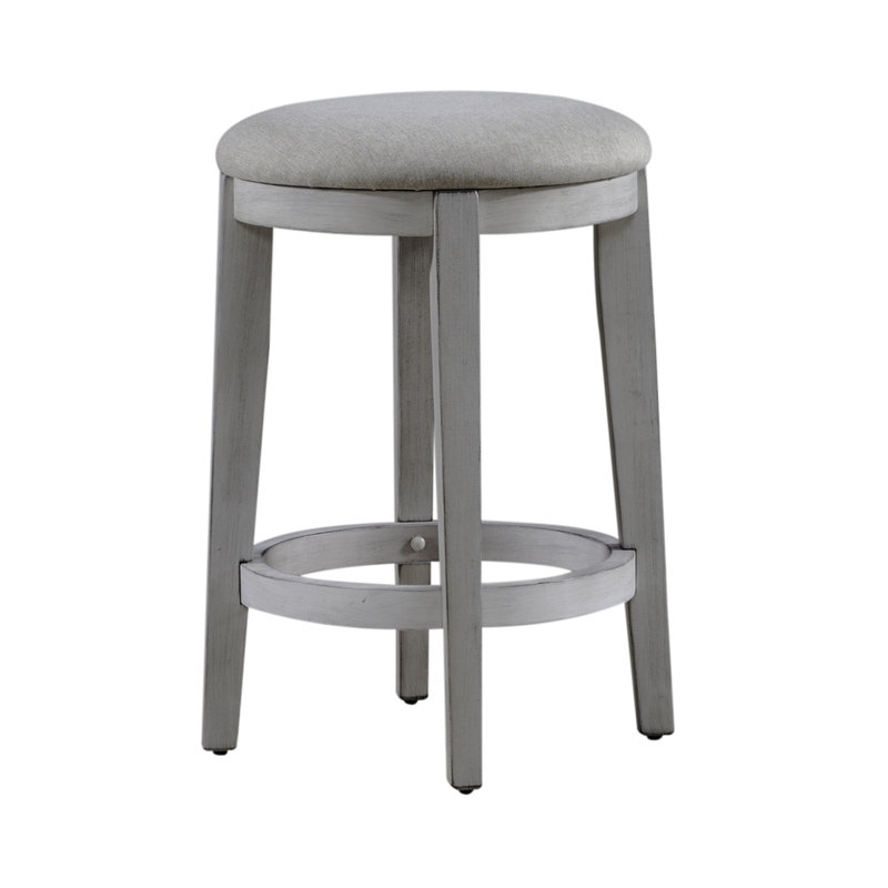 Cassady Console Stool w/ Upholstered Seat, White