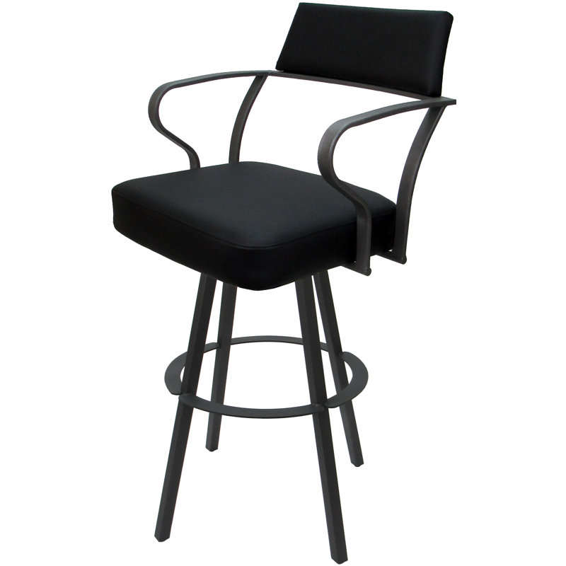 Tabouret de bar pivotant en métal 30 po Vickky, Noir, Gris