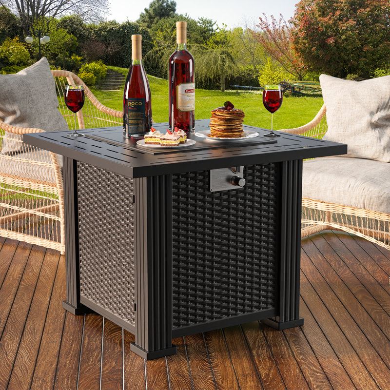 Newton Square Iron Propane Smokeless Fire Pit Table