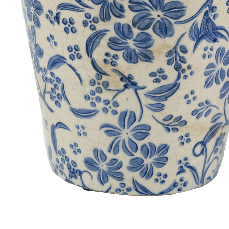 De 2 pots à fleurs en céramique bleue et blanche avec un motif floral, rehaussez votre décor, convenant aux plantes traînantes, pots à fleurs de 4 lb, - pièce, complément aux thèmes éclectiques traditionnels, 6,9 x 6,9 x 6,3 pouces