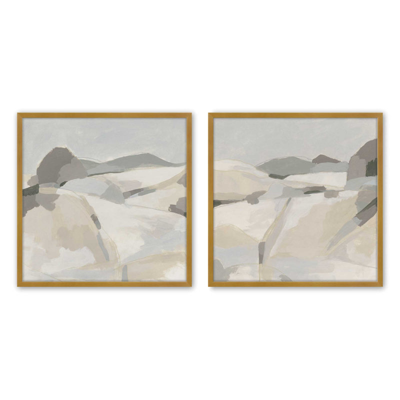 Ensemble de 2 impressions sur toile, 16 "x 16", Cadre doré poli, H 17,5 po x l 33,5 po x P 1,25 po