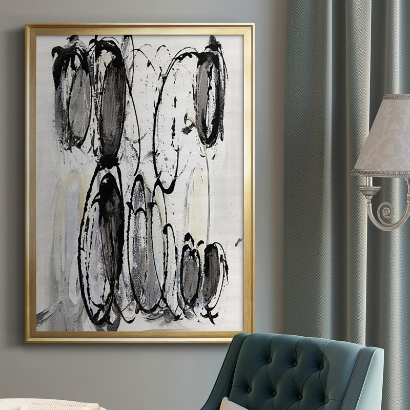 Grey Scribbles II - impression d'un seul cadre photo, Or, H 42,5 po x l 30,5 po x P 1 po