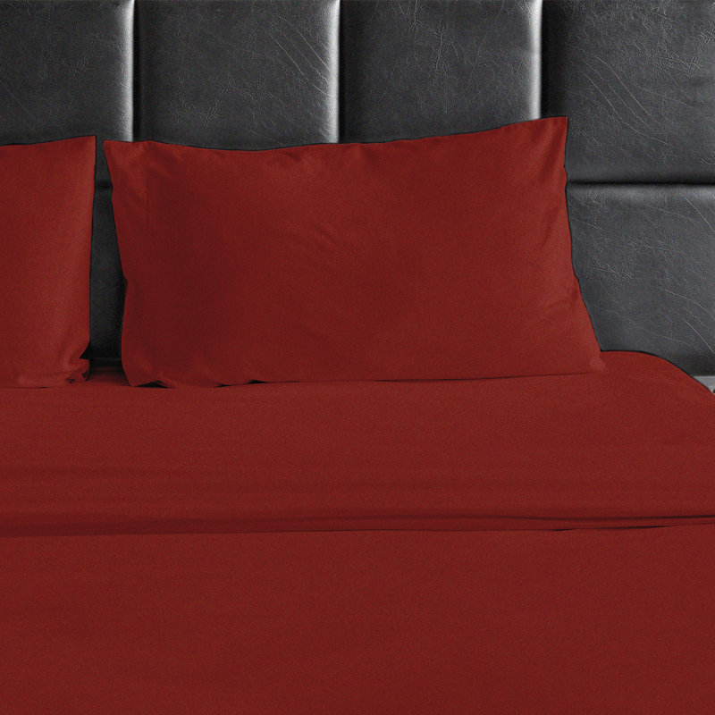 Ensemble de draps en micro-fibre, Bourgogne, Ensemble de draps pour lit double + un drap-housse