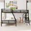 Lit superposé avec lit mezzanine attaché, avec bureau, métal