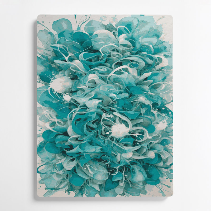Abstrait aquarelle 15, art mural en métal bleu, H 12 po x l 18 po