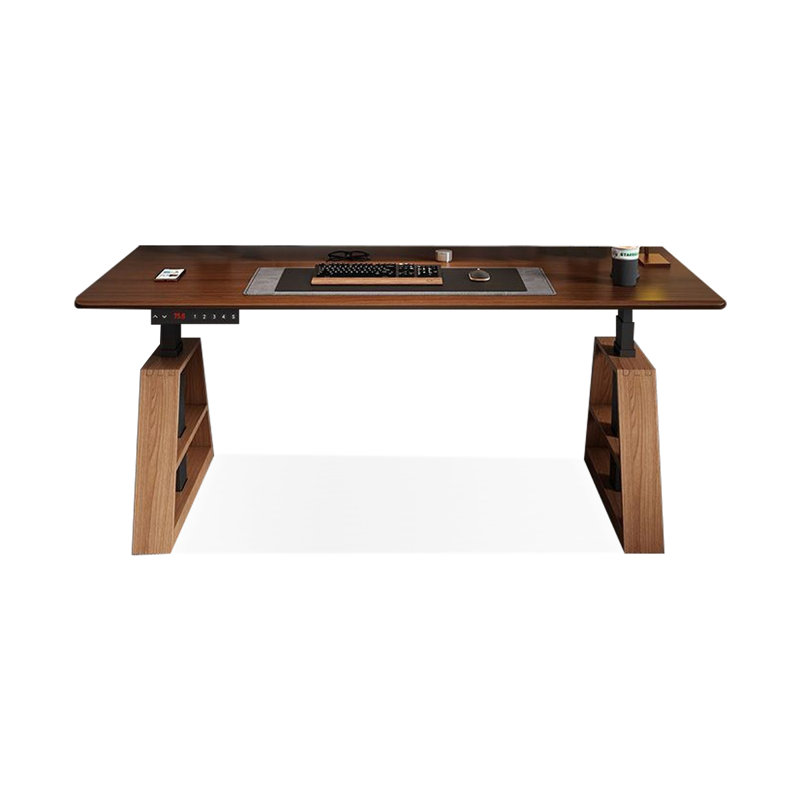 Bureau rectangulaire en bois massif et acier de couleur noyer noir, H 49,21 po x l 86,61 po x P 31,5 po