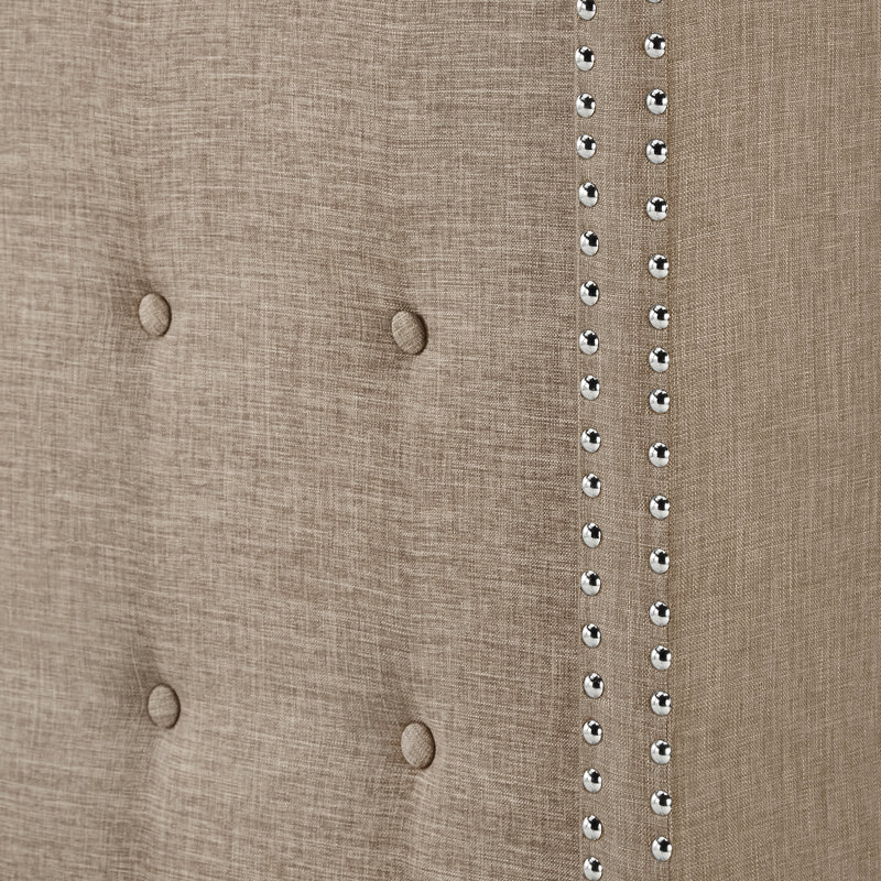 Lit tapissier capitonné standard à profil bas Achenbach, Roi, Lin beige