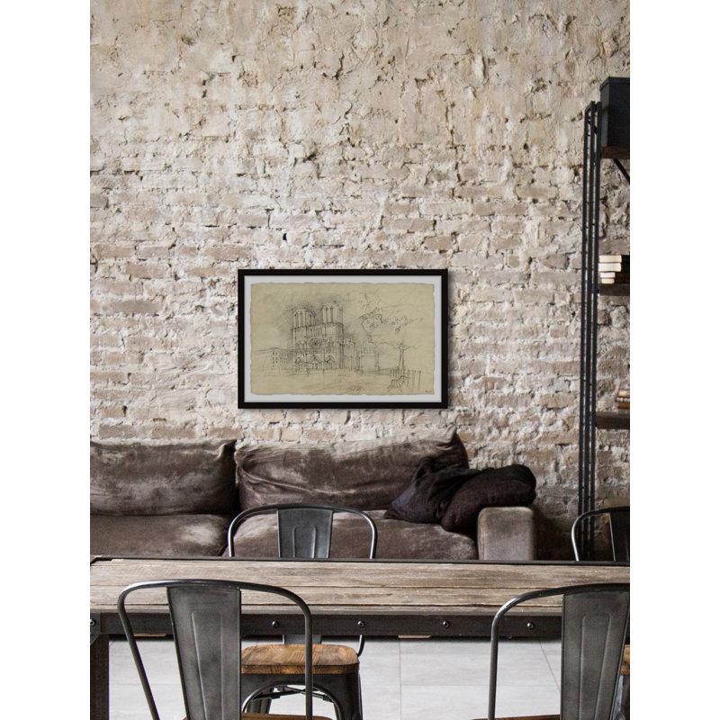 Notre Dame Façade - Single Picture Frame Print, 61cm H x 91cm W x 3.81cm D