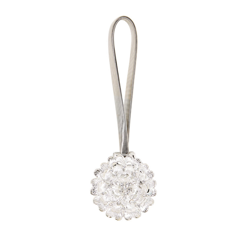 Guion Curtain Tie Back, 33.4" H x 16.6" W x 10.25" D, Silver