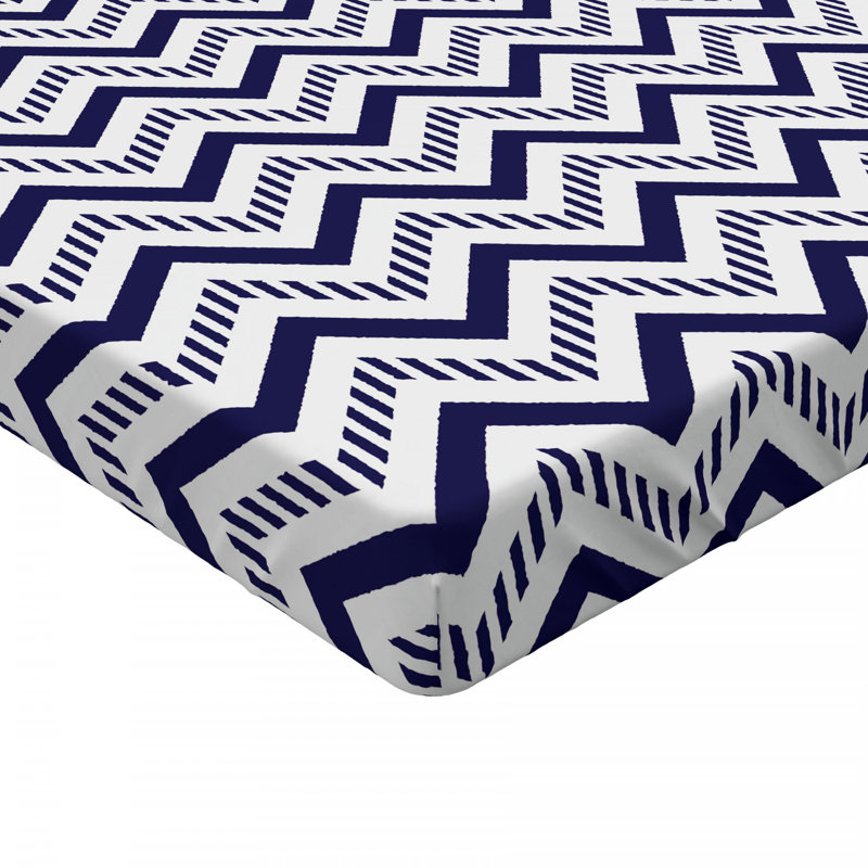 Drap-housse Zig Zag, Drap-housse de taille double, Chevron marine