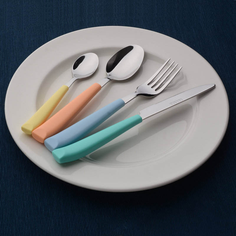 Cutlery 16 Piece Cutlery Set, Service for 4, Yellow/Blue/Turquoise