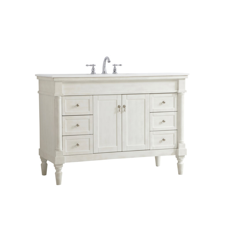 Ensemble de meuble-lavabo simple 48 po Lexington, Blanc antique, Blanc ivoire