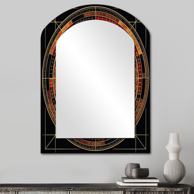 Sacred Mystery Vintage Mandala Illustration II - Grand miroir mural arqué sur métal