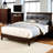 Eastern King Size Contemporary Bed With Brown Cherry Solid Wood, Button Headboard, Mattress Compatible Layout Bed, Cherry, Slat Structure