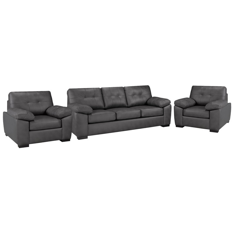 Ensemble de canapé et deux chaises Baynes, gris anthracite, Gris