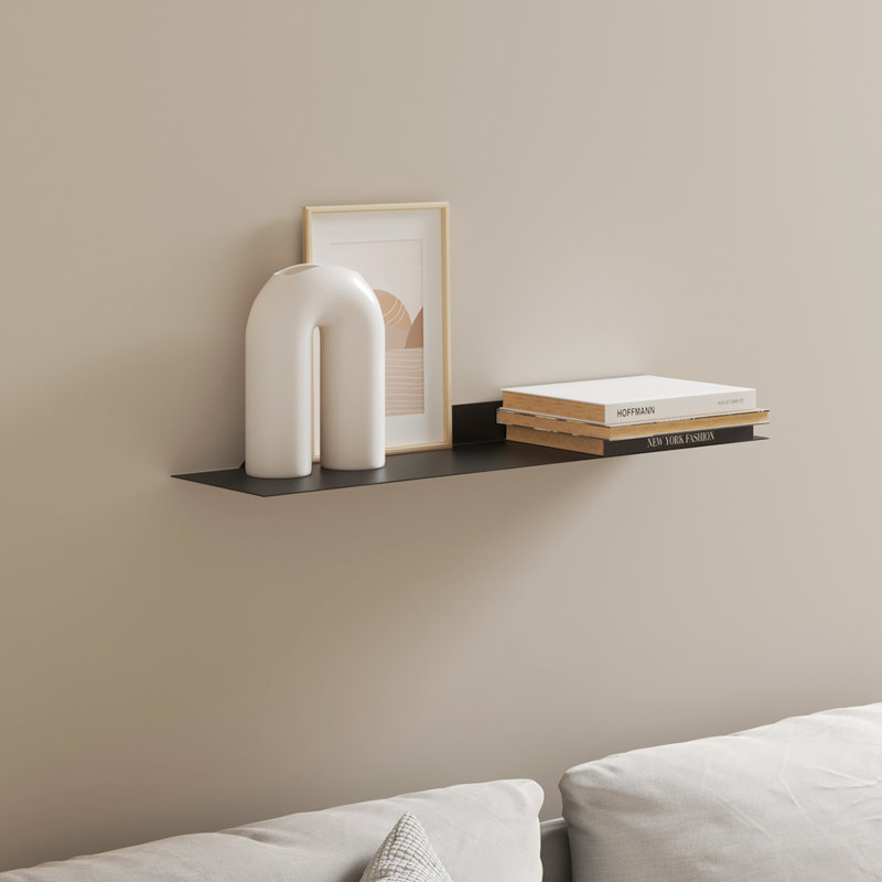 Maja Metal Floating Shelf, Black, 4.5" H x 61" W x 15.25" D