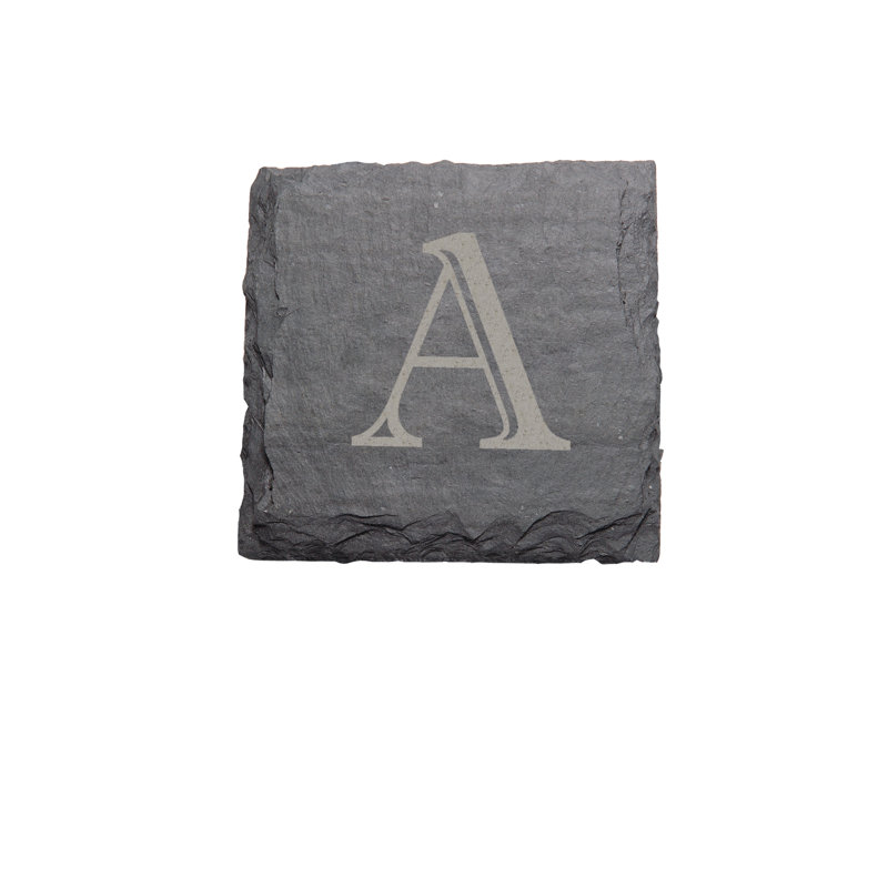 Slate Square 4 Piece Coaster Set, Yes