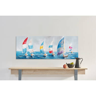 Colorful Sailboats I On Canvas Painting