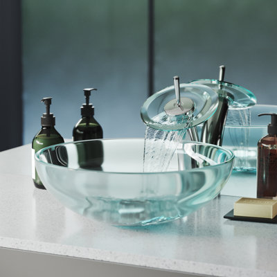 Lavabo vasque en verre Cascade 16,5 avec robinet