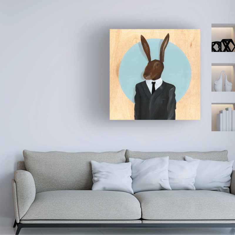 " Wrapped Canvas Wall Art - Famous When Dead 'David Lynch Rabbit' Wall Art For Living Room, Bedroom, Or Office Décor - 18x18 " by Famous When Dead