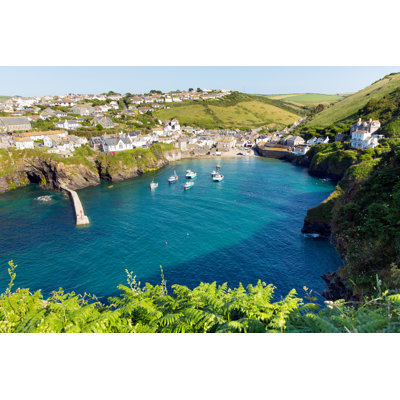 Boats In Cornwall Harbour At Port Isaac by Acceleratorhams - Wrapped Canvas Print