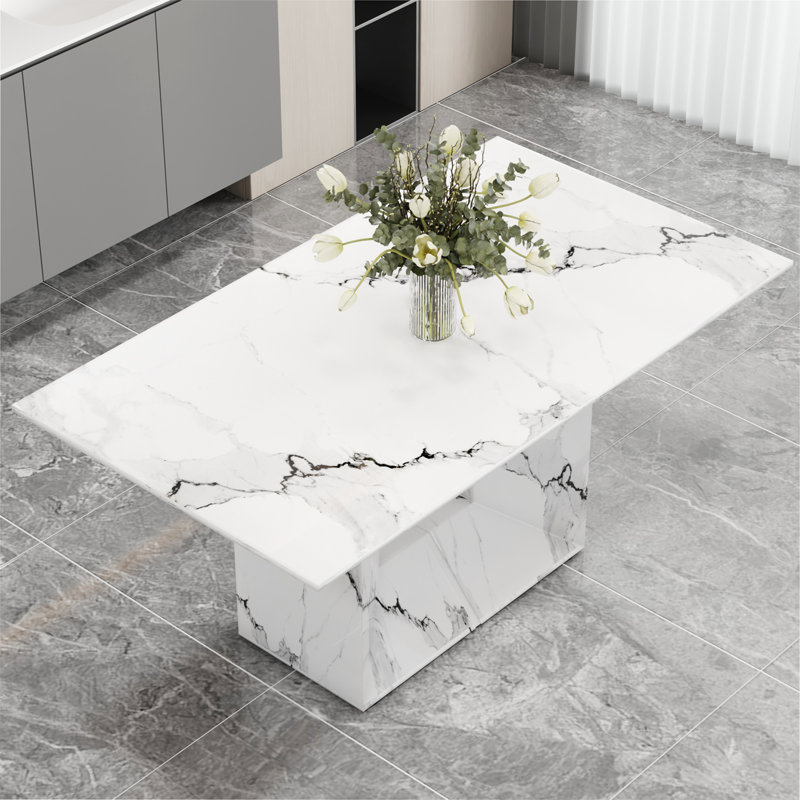 Une simple table à manger maintenant. Une table de salle à manger en marbre blanc. Convient pour la cuisine et le salon, peut accueillir 4 à 6 personnes. 63 po x 35,4 po x 30 po. W1151S00668