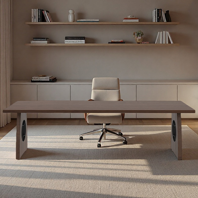 Bureau en bois massif avec grand plateau pour le bureau, H 29,53 po x l 94,49 po x P 35,43 po