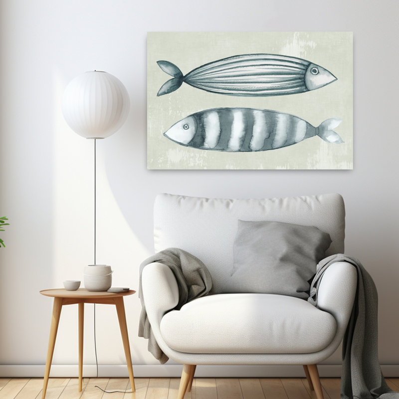 Stick Fish I, poisson élégant, art côtier, H 24 po x l 36 po