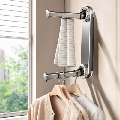 Pla stic support Suction Cup Clothes Hanger Storage Artifact For Home Balconies Multifunctional Telescopic No Punching No Hanging Rack