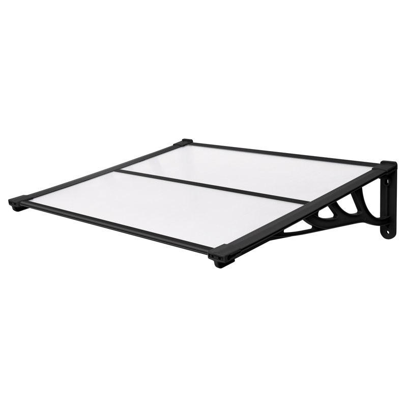 Dakota Fields 0.9cm D Plastic Clear Cover Retractable Door / Window Awning, Black