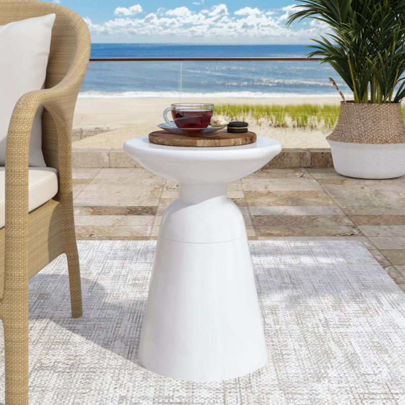 Table de bout d'extérieur en métal - Grand, Blanc