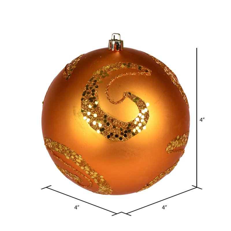 Ornement boule mat à paillettes, Or antique