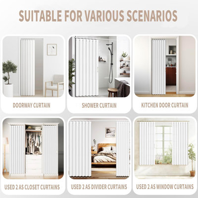 White Heat Proof Door Curtain, Foldable Insulated Panel for Kitchen & Entryway, 41.3" W x 78" H