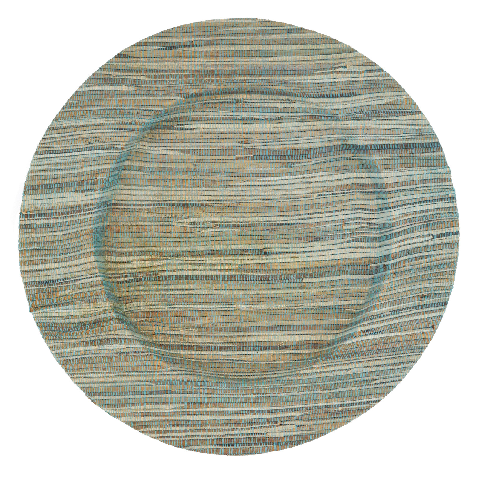 Bogor Collection Wood Striped Charger, Turquoise
