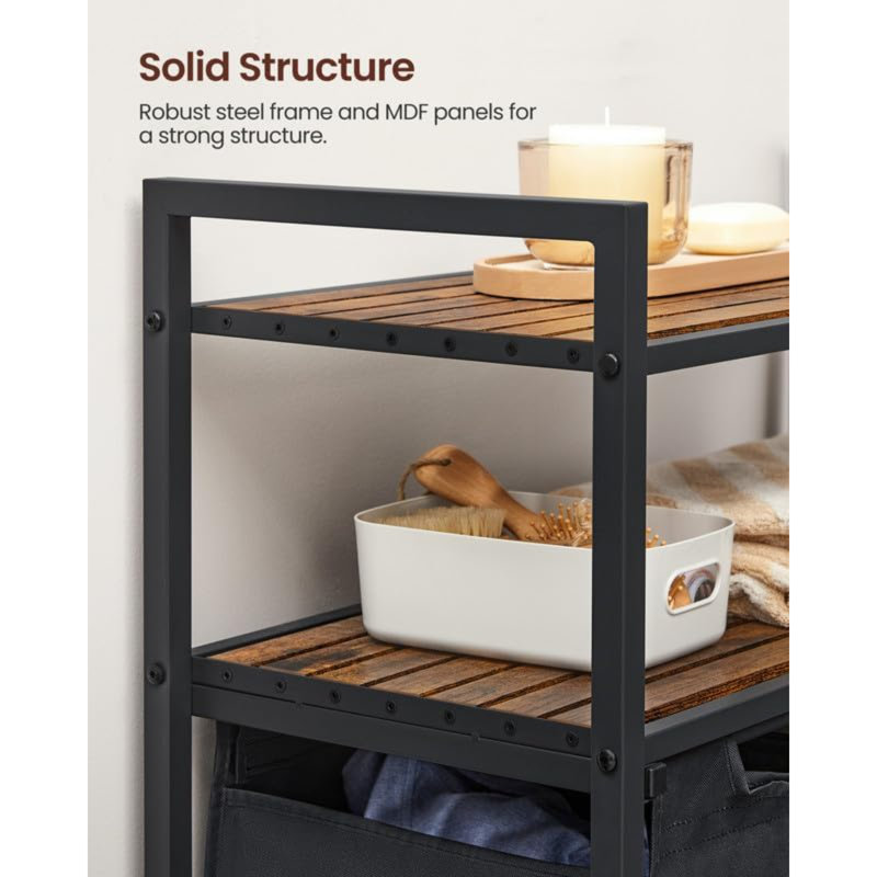 Rustic Black and Brown 2-Shelf Kids Laundry Sorter