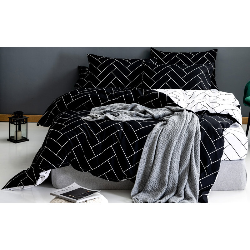  Ensemble d'édredon noir en microfibre, Édredon pour très grand lit + 2 très grandes ta