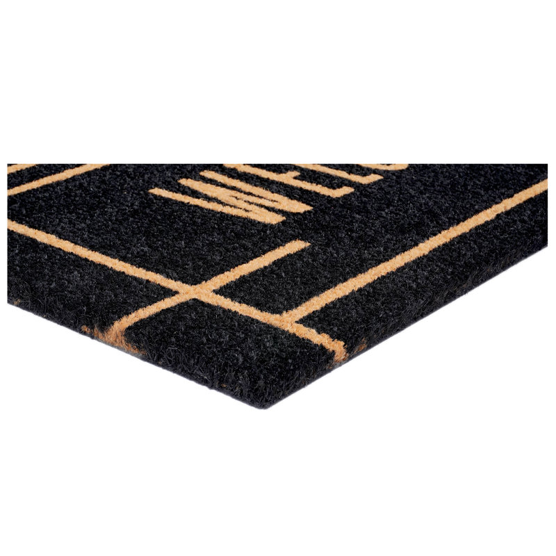 Modern Black Coconut Husk Outdoor Doormat 17" x 29"