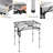 24" Portable Iron Mesh Folding Grill Table With 4 Adjustable Heights, Heat-resistant Small Metal Patio Side Table & Bbq Prep Stand For Backyard, Silver