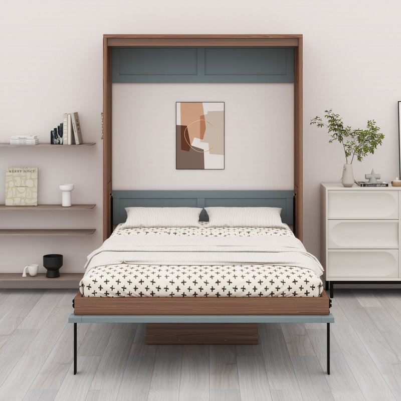 Lit escamotable avec bureau escamotable Murphy, Gris