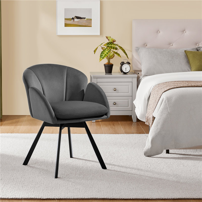Velvet Swivel Armchair, Dark Grey