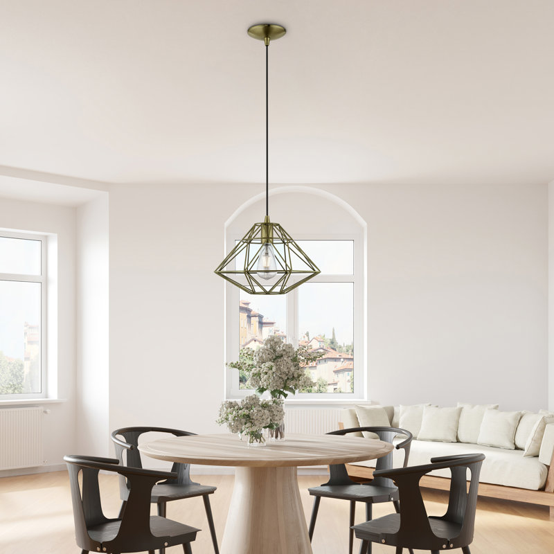 Maryrose 1 - Light Geometric Pendant, Antique Brass