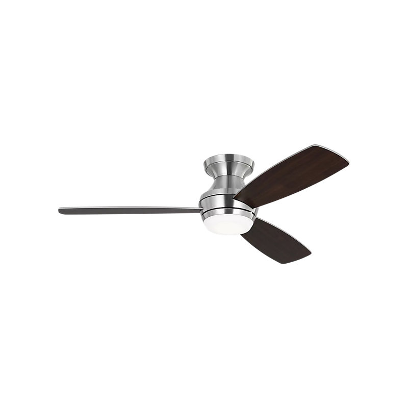 Rivers Ceiling Fan with LED Lights, Brushed Steel with Silver/Walnut Blades, 52"