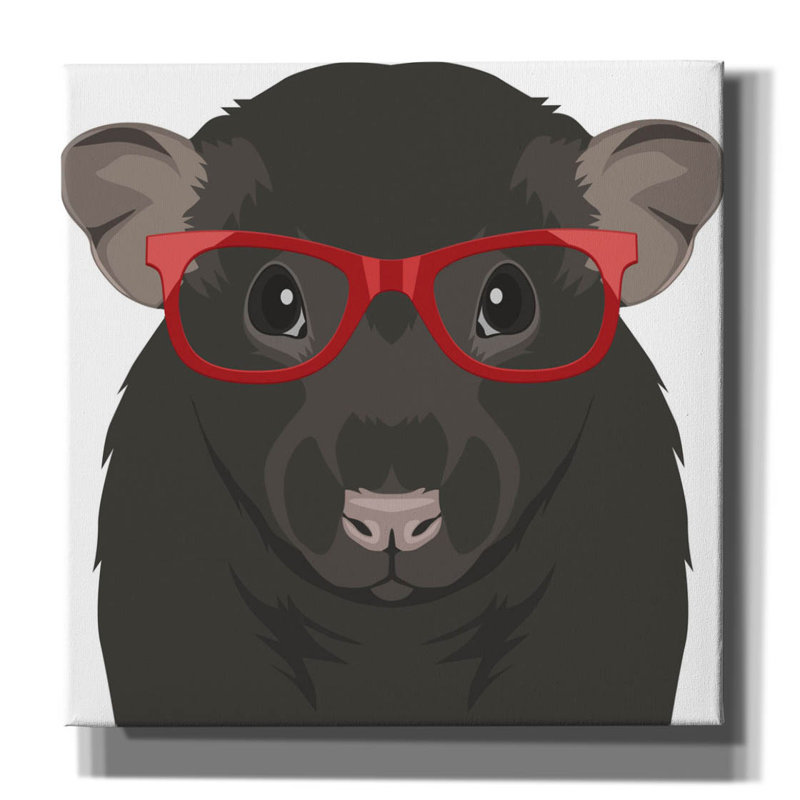 Art mural sur toile Rat Rating Hipster Glasses, H 12 po x l 12 po x P 0,75 po