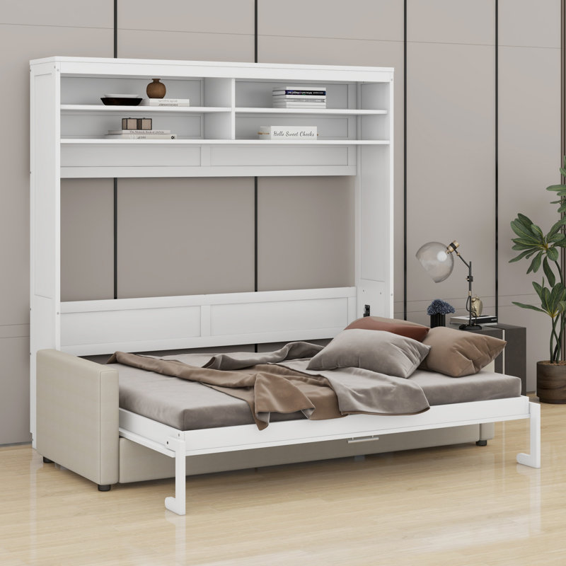 Murphy Bed Wall Bed With Sofa, White