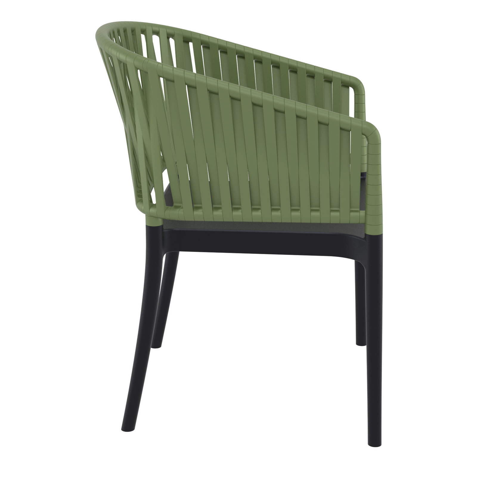 Newport Outdoor Stacking Dining Armchair, Olive Green/Black
