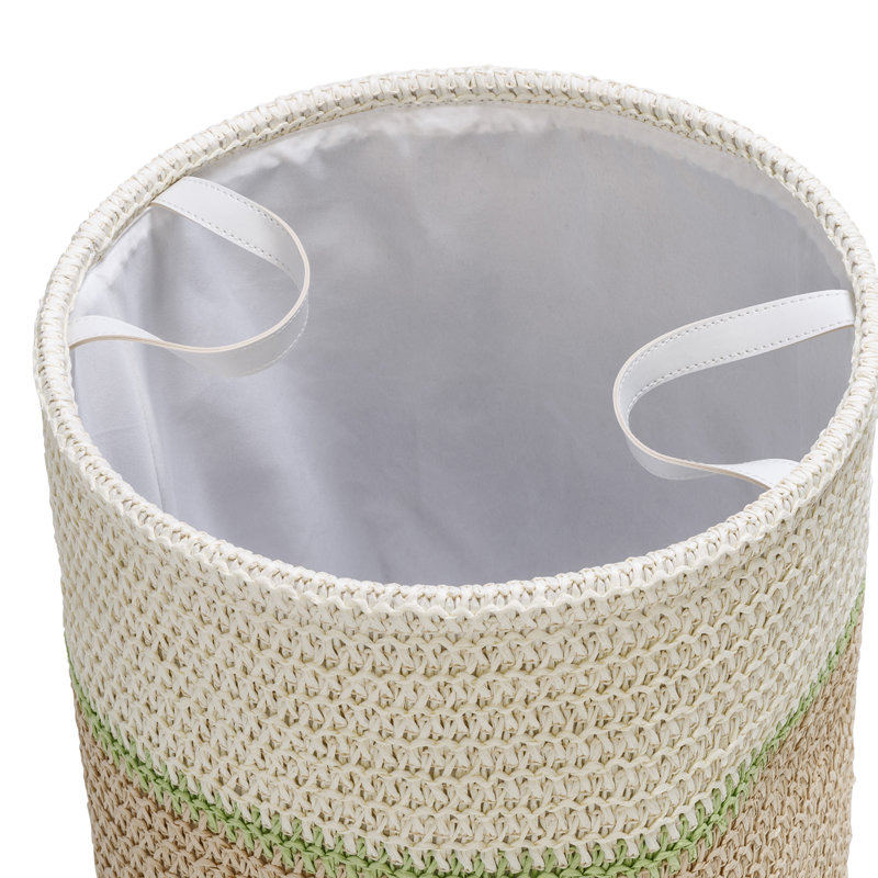 Ensemble de paniers en tissu 3 pièces, Blanc / brun