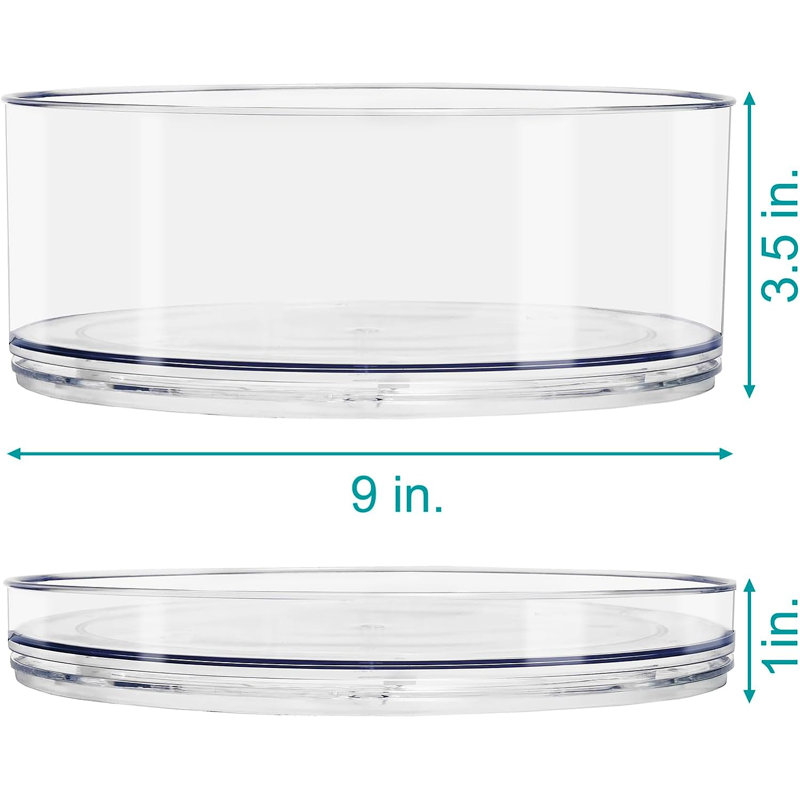  2 Flat and 1 Deep Acrylic Lazy Susan Organizers Set