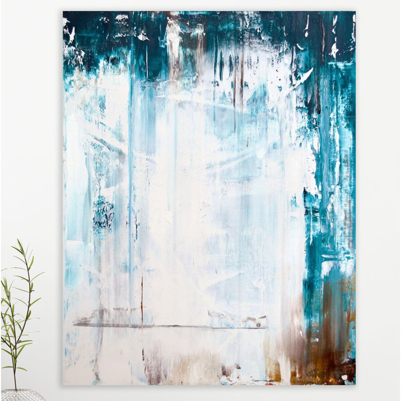 Abstract Print by John Beard, 31.5" H x 25.5" W x 1.75" D, Brown Framed Canvas