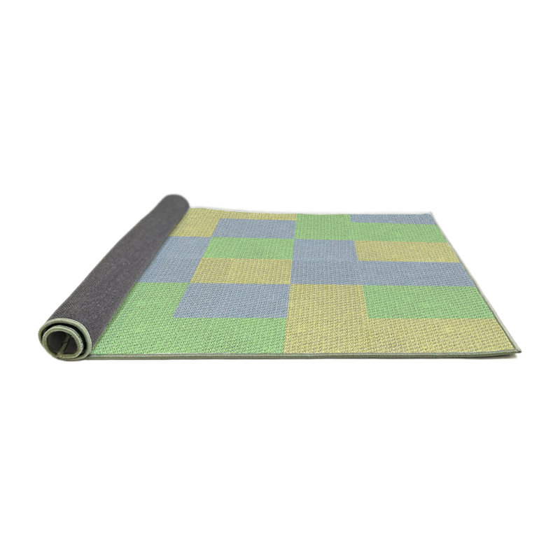 Tapis vert/jaune à motifs, Rond 3 pi