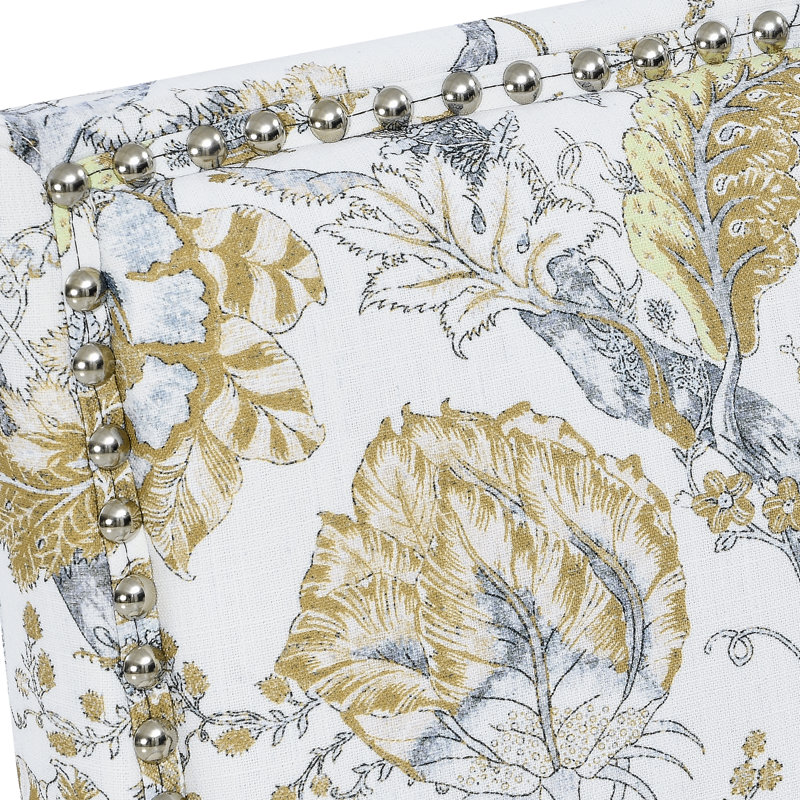 Chaise d'appoint avec imprimé floral contemporain et garniture cloutée
